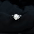 thumbnail image 3 of Rosec Jewels White Pearl Ring with Diamond Halo for Women (8 MM, AAA Grade), 10K White Gold, US 6.00, 3 of 6
