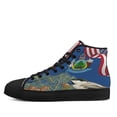 thumbnail image 3 of Maine State Chickadee Bird and Pine Cone High Top Canvas Shoes Sneakers Black Size 5, 3 of 7
