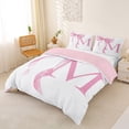 thumbnail image 3 of Erosebridal Girls Pink Bow Duvet Cover Set, M Letter Bedding Full, Princess Style Bedroom Decor, Pink Reversible 3 Pieces, 1 Duvet Cover and 2 Pillowcases (No Comforter), 3 of 6