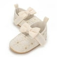 thumbnail image 6 of Xfvqtps Baby Girls Walking Shoes Mary Jane Flower Bowknot Cute Princess Sweet Soft Sole Cloth Infant Shoes Summer New Toddler Sandals Outside Wear Non Slip Breathable Shoes Beige, 6 of 9