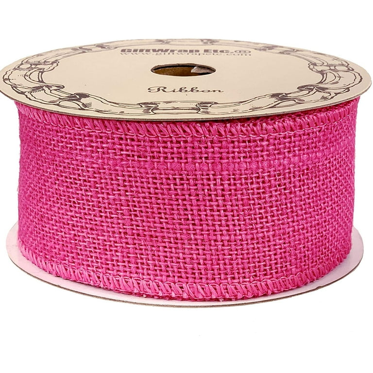 2 Rolls Baby Ribbon 10 Yards Burlap Wired Ribbon 2.5 Inch Cute Pink Ribbon  for Baby Shower Diaper Cake Home Baby Girl Favors Wreaths Bows Crafts