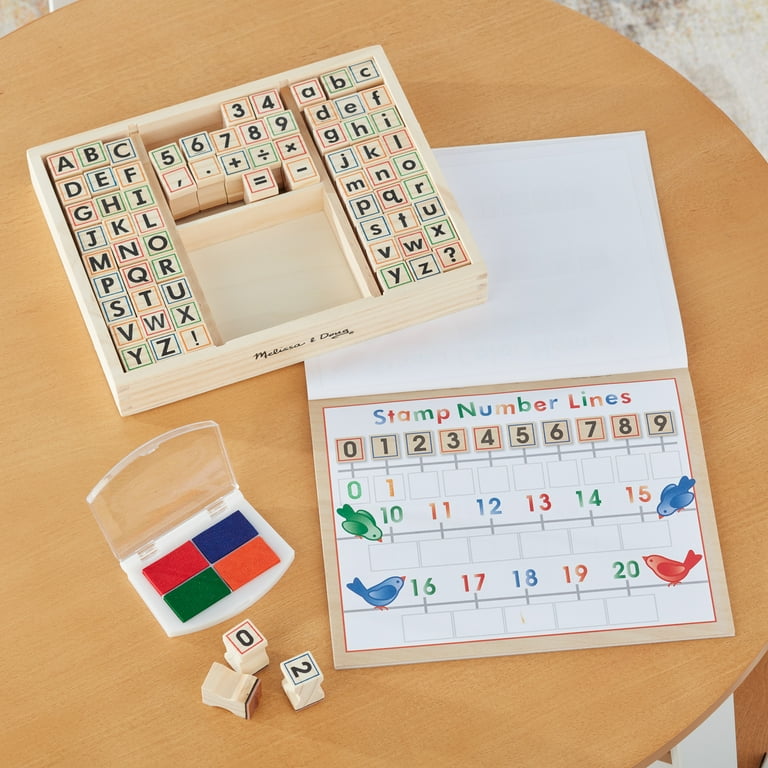 Melissa & Doug Deluxe Alphabet & Math Wooden Stamp Set for Kids