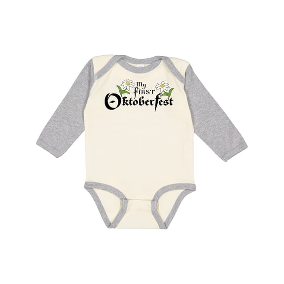 Inktastic My First Oktoberfest with Edelweiss Flowers Boys or Girls Long Sleeve Baby Bodysuit