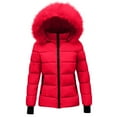 thumbnail image 6 of GEWSEY Women's Winter Puffer Coat Thicken Fleece Lined Down Jacket Waterproof Fur Detachable Hooded Parka (Red, XL), 6 of 7