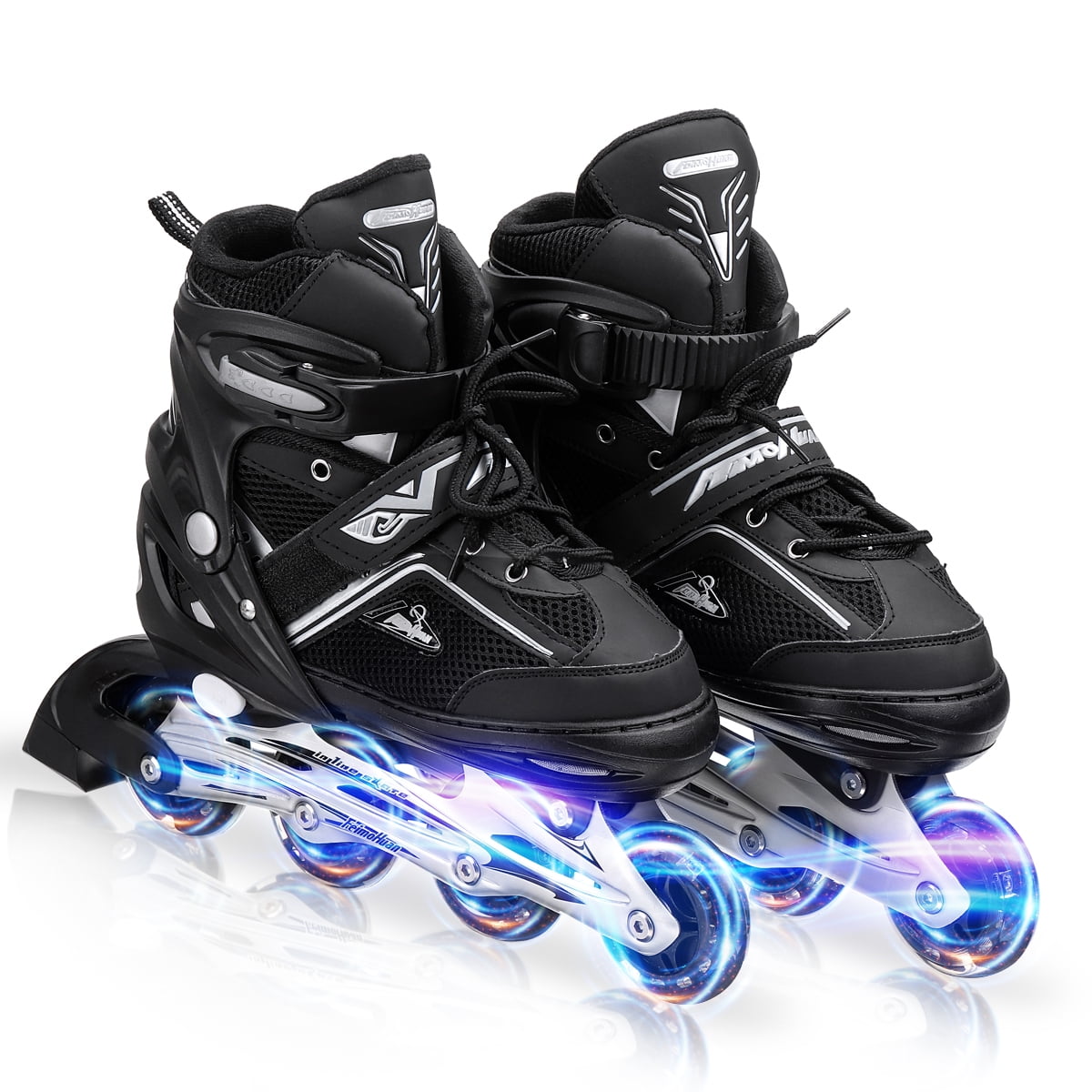 4 Size Adjustable Inline Skates for Kids and Adults, Outdoor Blades Roller Skates with Full