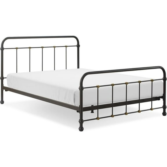 Pemberly Row Modern Renaud Parisian Metal Queen Bed Frame in Black