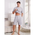 thumbnail image 4 of U2SKIIN Mens Pajama Set, Short Sleeve Lightweight Sleepwear Soft Nightwear Set With Pocket,(Light Grey Mel.2XL), 4 of 5