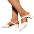 thumbnail image 7 of Miluxas Pumps for Women Pointed Toe Chunky Heels Comfortable Block Heel Plus Size Work Dress Pump Shoes White 6(37), 7 of 7