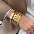 thumbnail image 1 of Pulseras anchas retro de aleación de estilo nacional juego de pulseras anchas pulseras de oro brillante para mujeres juego de diez piezas joyas para parejas regalo de San Valentín, 1 of 5