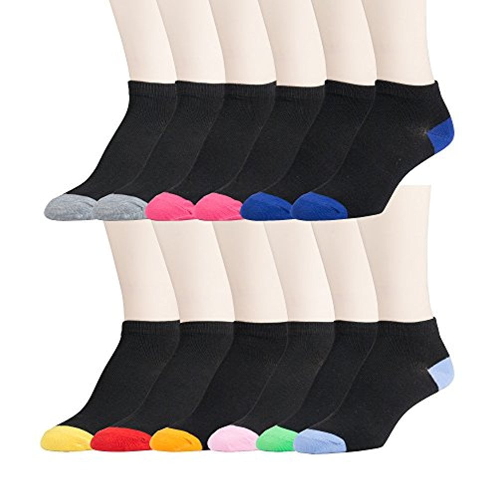 Wholesale Socks Deals 12 Pairs of WSD Womens Flat Knit Athletic No Show Ankle Socks, Assorted