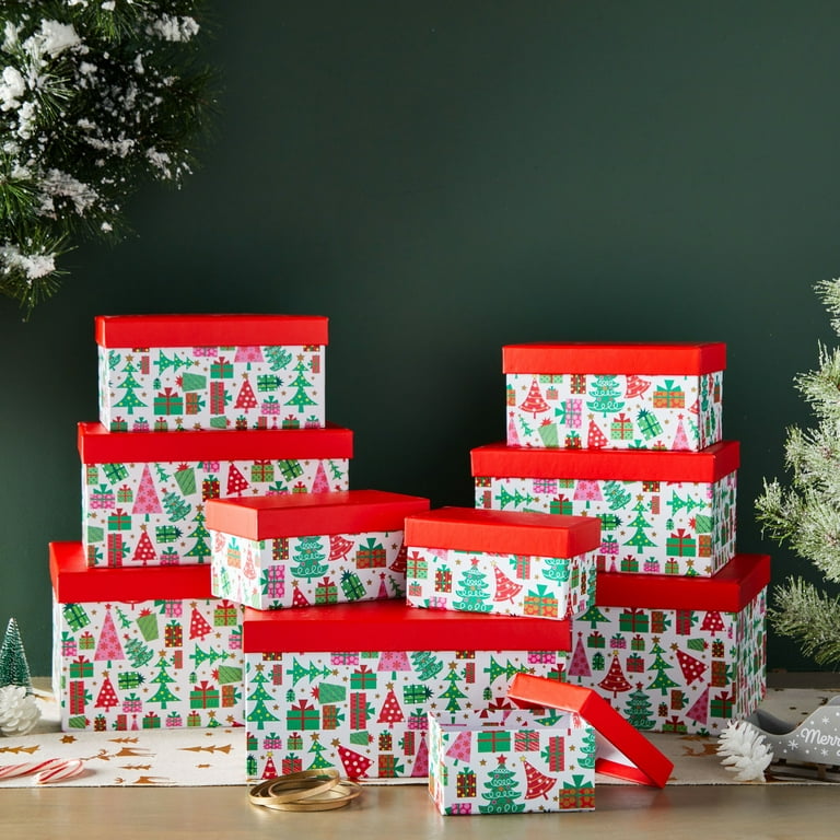 Pile of Wrapped Christmas Gift Boxes Line Drawing - Christmas