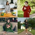 thumbnail image 2 of Flyingstar Woman Sweatshirt Dress, Casual Ladies Pullover, Juniors Hoodie Dress with Kangaroo Pocket, One Size, Green, 2 of 7