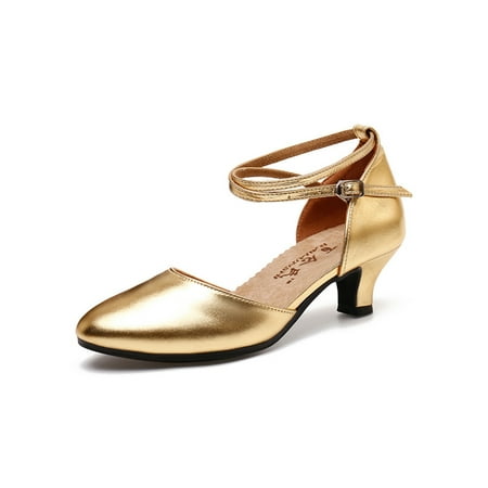 

Gomelly Women s Latin Shoe Tango Sandals Ballroom Dancing Shoes Non-Slip Dress Pumps Ladies Womens Gold 3.5CM 7