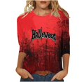 thumbnail image 1 of Pisexur Chandails en Molleton d'Halloween pour Femmes Manches 3/4 Col Rond Chandails en Molleton Graphiques Amusants Chandails à Capuchon Chandail Tops Tendance Automne Chandail Tops Blouses, 1 of 5