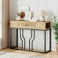 thumbnail image 4 of Rattan Console Table, Sofa Tables Narrow Entryway Table with Drawer and Storage, 40 Behind Couch Table Hallway Table Wood Boho Desk Home Furniture for Living Room, Foyer, Bedroom, 4 of 9