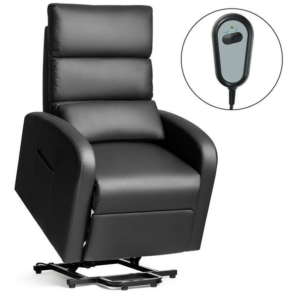 Costway Electric Power Lift  Sofa Leather Recliner Chair w/Lumbar Support Black
