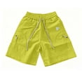 thumbnail image 4 of Men's Quick Dry 7-Inch Beach Shorts, Elastic Waist Drawstring Solid Color Swim Trunks with Zipper Pockets, Lightweight Breathable Summer Thin Shorts for Men Green, 4 of 5