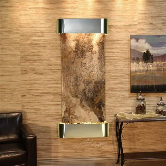 Adagio IFR2008 Inspiration Falls Round Stainless Steel Magnifico Travertine Wall Fountain