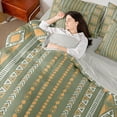thumbnail image 4 of Feelyou Hippie Aztec Adult Bedding Comforter Set 7 Pieces, Vintage Green Abstract Stripes Full Bedding Set, Bohemian Western Style Reversible Fitted Sheet Flat Sheet, Lightweight Room Decor, 4 of 8