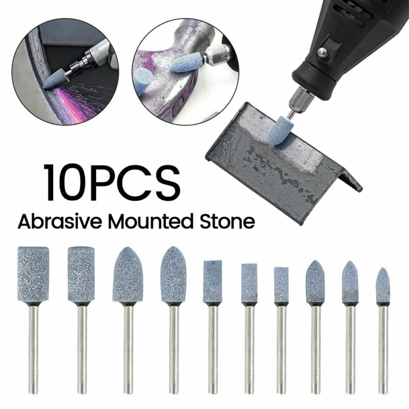10pcs Ceramic Stone Polishing Grinding Rotary Die Grinder Drill Bit Tool ZB1 