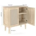 thumbnail image 6 of Sideboard Cabinet Accent Cabinet Storage Cabinet With Rattan Decor Doors Buffet Cabinet With Solid Wood Feet Buffet Cabinet With Rattan Decor Doors Solid Wood Feet Multifunctional, 6 of 6