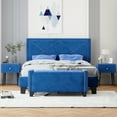 thumbnail image 4 of Newboti Furniture 4-Pieces Bedroom Sets Queen Size Upholstered Bed Frame with Rivet Design,Nightstands and Tufted Storage Ottoman,Blue 64279, 4 of 16
