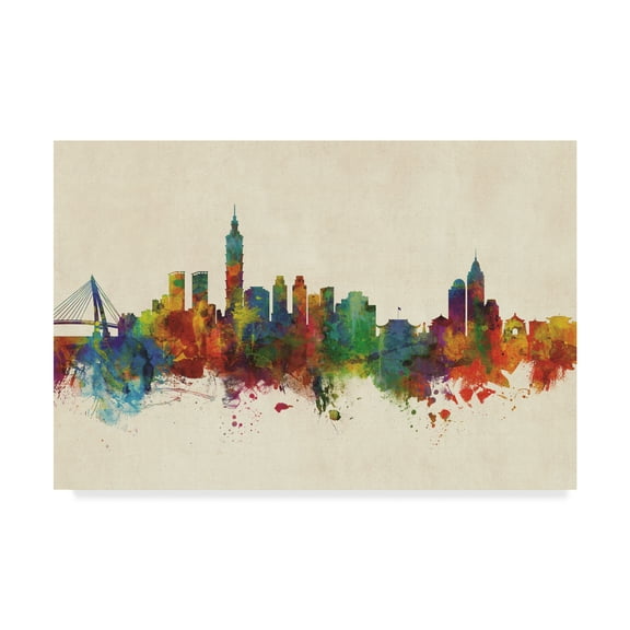 Trademark Fine Art 'Taipei Taiwan Skyline' Canvas Art by Michael Tompsett
