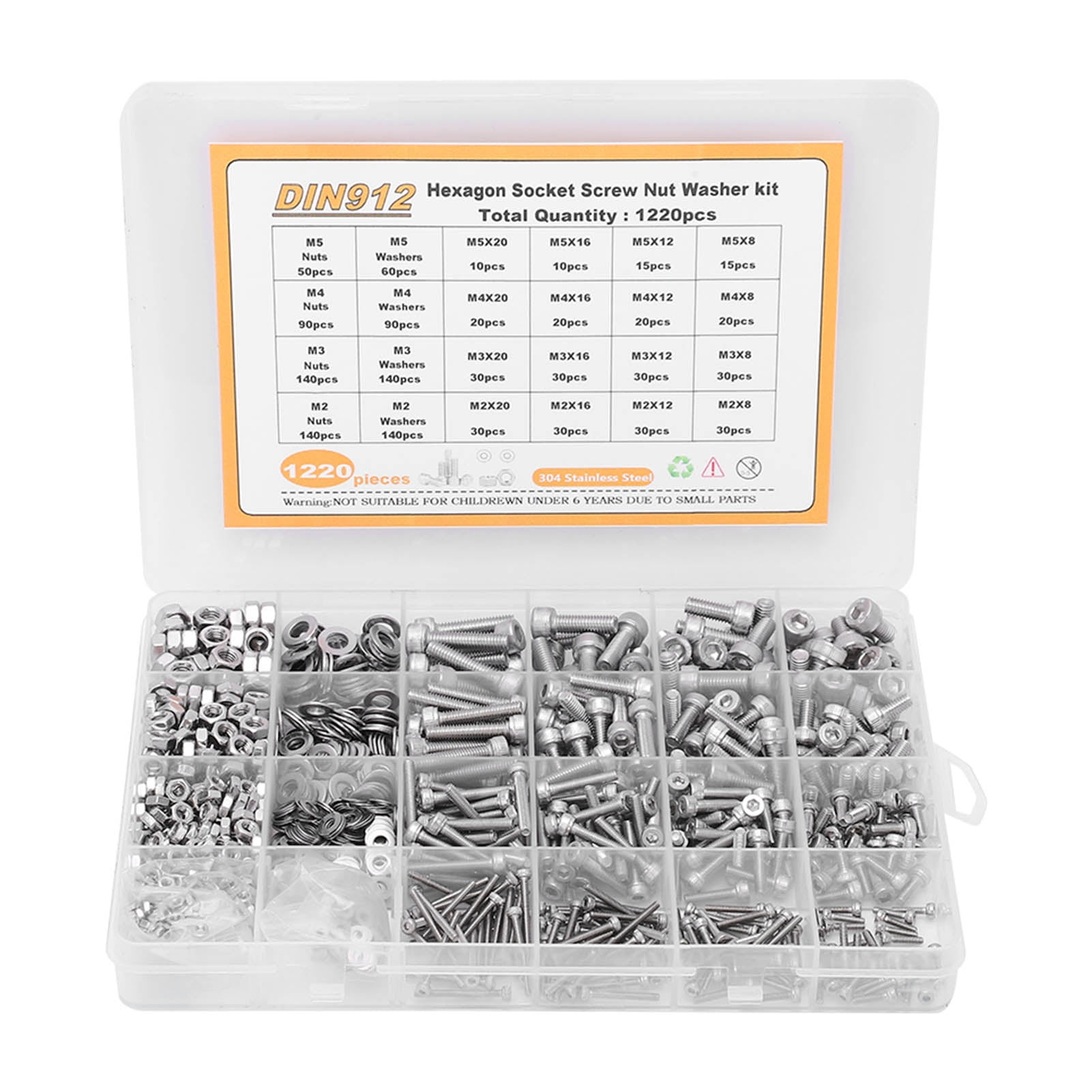 Uxcell M3x25mm Nylon Screw, Nut, Washer Assortment Kit - 20 Sets, Black, Round Head Machine Screws - View #2