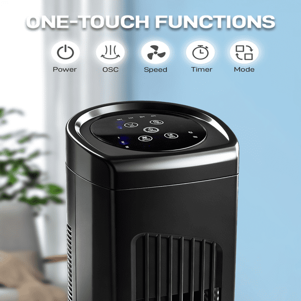 Alvantor 32-Inch Tower Fan with Remote, 3 Speeds, 3 Wind Modes, Oscillation, 7.5-Hour Timer, Black