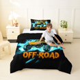 thumbnail image 2 of Castle Fairy Neon Off-Road Truck Twin Comforter Sets 3-Piece for Teens, Lightning Burst Print Bedding Set for Bedroom, Orange Blue,Black Reversible, 2 of 6