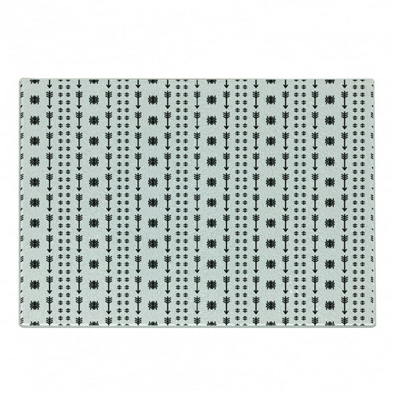 Tribal Cutting Board, Arrows Pattern Ornaments Vintage Style Bohemian Art, Decorative Tempered Glass Cutting and Serving Board, Small Size, Black White, by Ambesonne