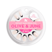 Olive & June Instand Mani Medium Oval Press-on Nails, Black French, 42 Pieces