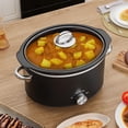 thumbnail image 4 of Small Slow Cooker 4QT, Mini Food Warmer with 3 Heating Settings, Removable Ceramic Pot, Dishwasher  Glass Lid, Stainless Steel, 4 of 6