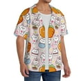 thumbnail image 4 of Xecao offers the Cartoon Cute Rabbit for Men's Casual Short-sleeved Shirt, a button-up collared shirt with a pocket, perfect for beach vacations and yacht travel in the Large size., 4 of 7
