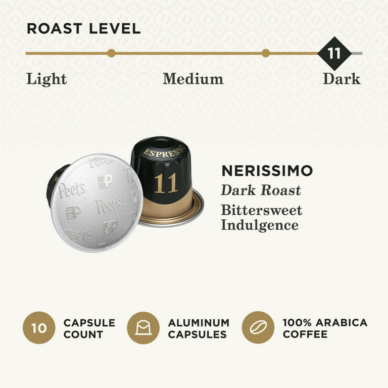 Quilt kapillærer Overvind Peet's Coffee Espresso Capsules, Nerissimo Intensity 11 (10 Count)  Compatible with Nespresso Original Machines - Walmart.com