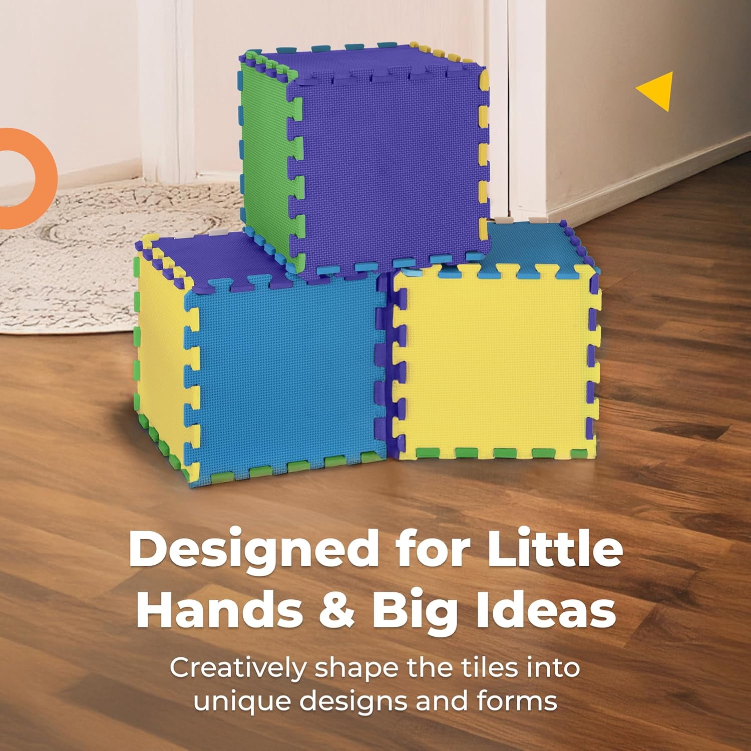 Foam Floor Tiles for Kids - Non-Toxic Comfortable Baby Play Mat and Interlocking Foam Tiles, Fits with 50x50 Playpen Mat for Crawling & Development, Soft Play Mat for Babies 6-12 Months