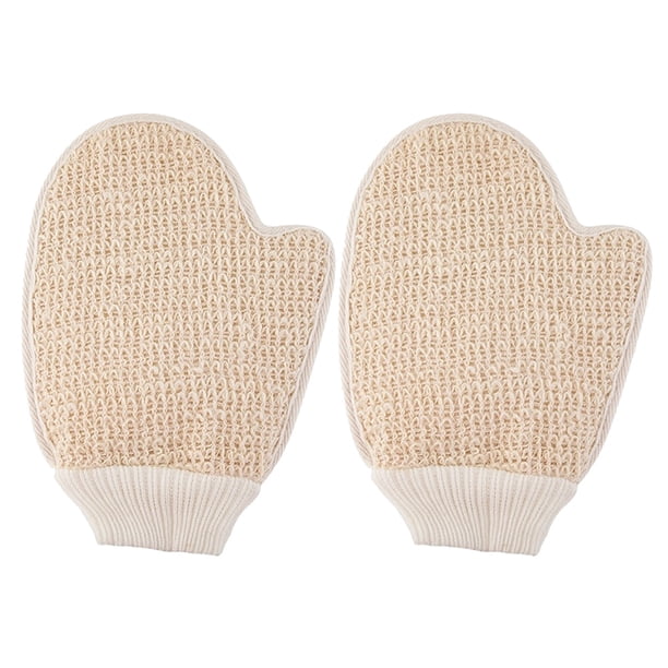 2 guantes de ducha exfoliantes de doble cara para adultos Guantes de baño naturales para exfoliar el cuerpo y eliminar la suciedad