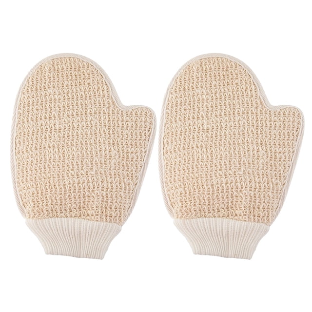 2 guantes de ducha exfoliantes de doble cara para adultos Guantes de baño naturales para exfoliar el cuerpo y eliminar la suciedad
