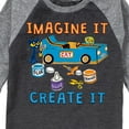 thumbnail image 3 of Pete The Cat - Imagine It Create It Race Car - Toddler And Youth Raglan Graphic T-Shirt, 3 of 5