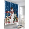 thumbnail image 3 of Navy Blue Snowman Christmas Small Stall Shower Curtain, Waterproof Shower Curtains for Bathroom, Xmas Tree Ball Snowflake Elk Washable Fabric Cloth Bath Curtain for Bathtub with Hooks 36x78 Inches, 3 of 6