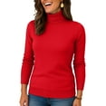 thumbnail image 4 of Textilo Cashmere Turtleneck Sweaters for Women 2025 Chunky Long Sleeve Knitted Pullover Sweaters Casual Comfy High Low Hem 2025 Fall Winter Trendy Top Red 03, 4 of 4