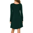 thumbnail image 3 of Gibobby Vestido Causal para Mujer de Verano Vestido de camiseta de manga larga para mujer Vestido casual de swing sólido(Verde,XL), 3 of 5