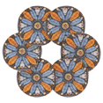 thumbnail image 2 of Haosy Set of 6 Drink Woven Coaster with Holder Heat Resistant Non-Slip Bar Coasters 4 Inches Blue Orange White Feather, 2 of 7