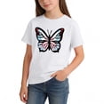 thumbnail image 5 of Girls Butterfly Graphic Short Sleeve T-Shirt 100% Soft Cotton Crewneck Cute Summer Tops for Kids Kids Big Girl White,Size 12-14 T, 5 of 5