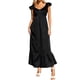 thumbnail image 1 of Vestido largo de verano con cuello en V, mangas casquillo y fruncido para mujer - Color liso, cintura alta y corte A fluido, ideal para fiestas en la playa y vacaciones, 1 of 8
