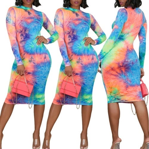 rainbow bodycon dress