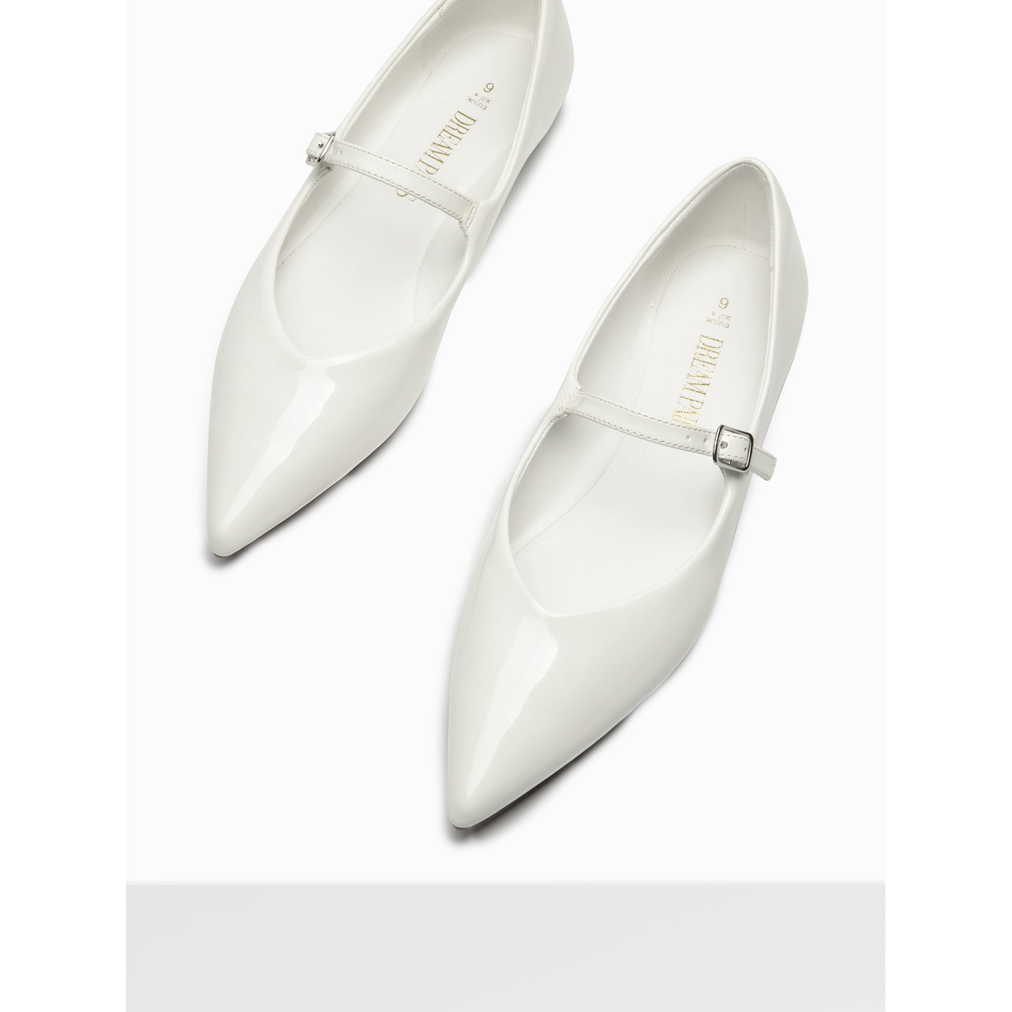 Patent Pointed Toe Mary Jane Flats for Women