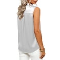 thumbnail image 4 of UAMVSH Womens Button Down Shirt Silk Satin Sleeveless V Neck Tops Lightweight Casual Elegant Blouse Work Office Outfits, 4 of 6