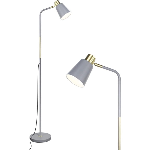 Floor Lamp, Industrial Floor Lamps for Living Rooms Rustic Farmhouse Reading Standing Floor Lamp Adjustable Metal Heads Indoor Task Lighting for Living Room Bedroom Office Home Décor (Grey)