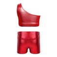 thumbnail image 2 of renvena Kids Girls Hip Hop Clothes 2-Piece Shiny Tank Top Metallic Shorts Dancing Performance Red 10, 2 of 7